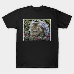 Forest Cat Spirit - White Outlined Version T-Shirt